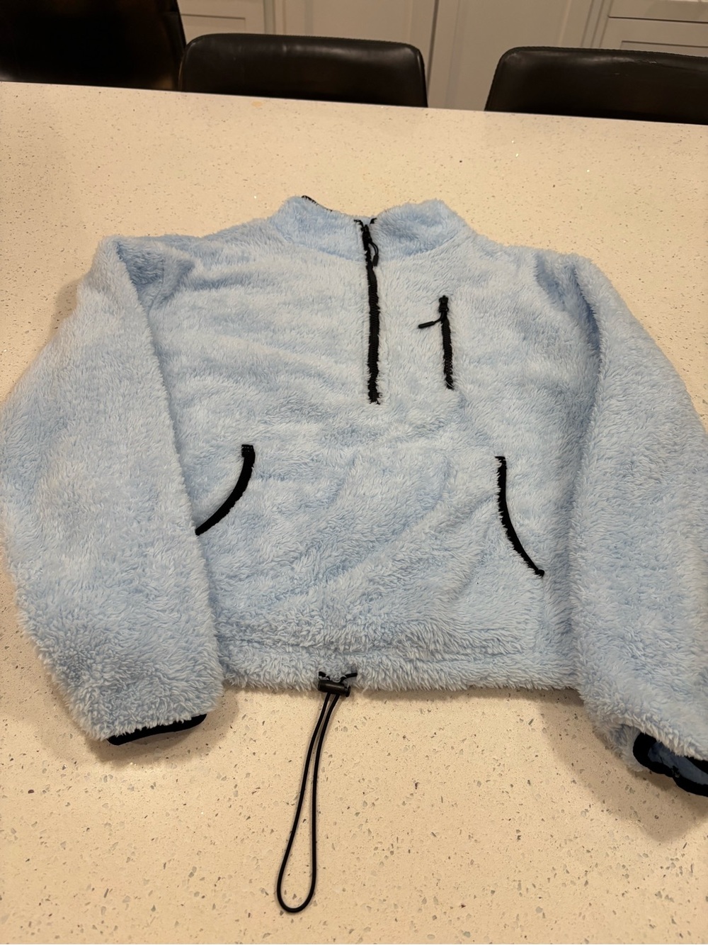 Women’s No Boundaries Light Blue Plush Half-Zip Puffer Jacket Size L